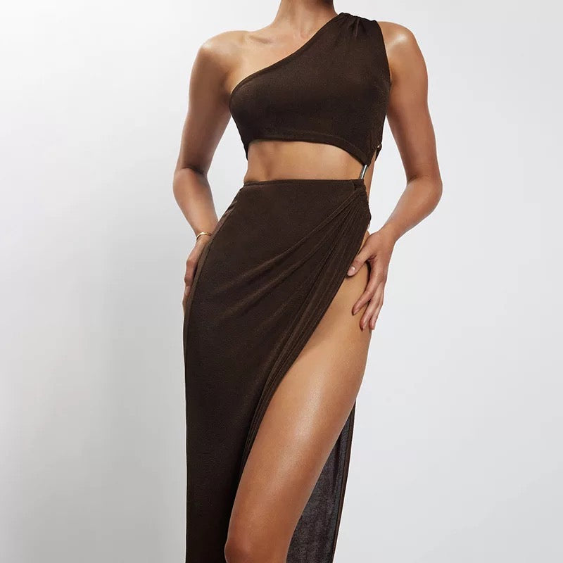 AYSHA GODDESS LONG DRESS - BLACK